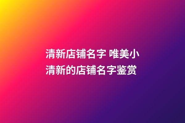 清新店铺名字 唯美小清新的店铺名字鉴赏-第1张-店铺起名-玄机派